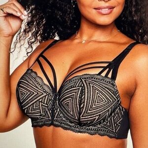 Adore Me Trezza Contour Balconette Strappy Plus Bra Size 44DDD Jet Black